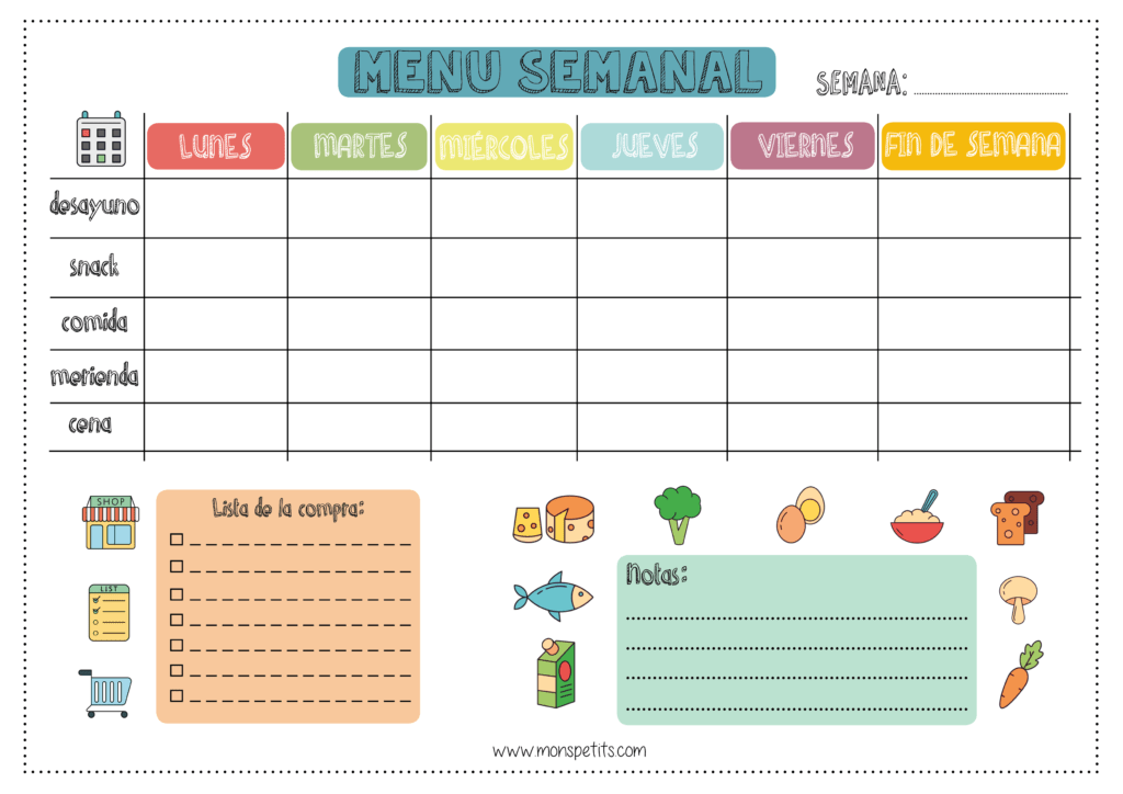 Plantilla Menu Semanal Para Imprimir Plantilla De Men 1031