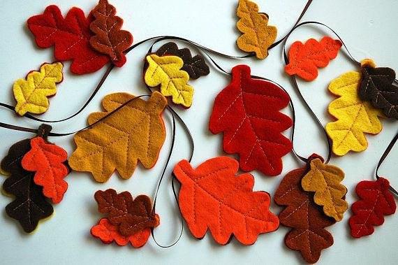 guirnalda hojas fieltro decoracion otoño halloween - felt leaf garland autumn fall decoration