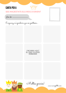 Carta Reis Orient per descarregar i imprimir gratis - Carta per retallar i enganxar - Catala