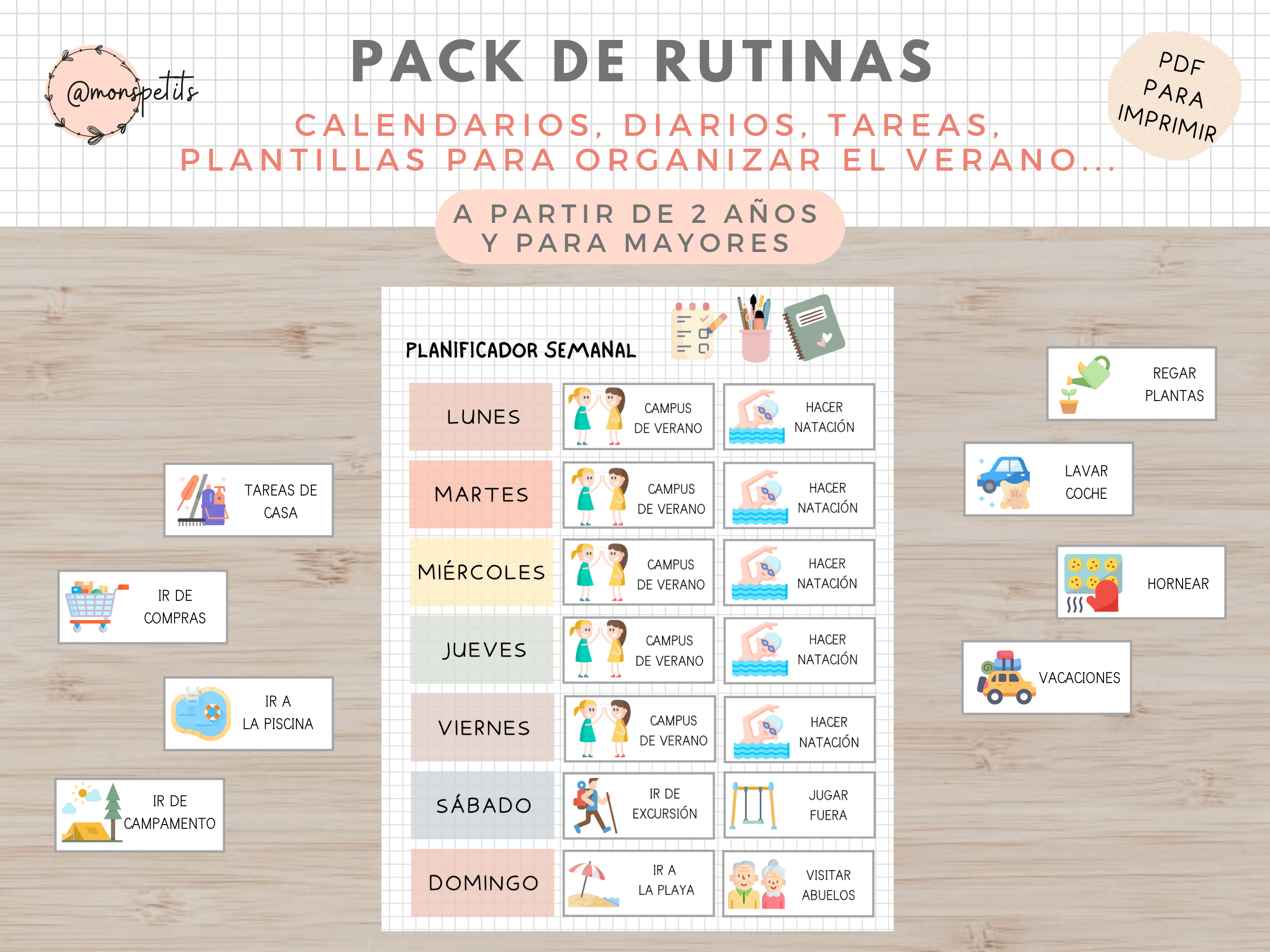 Plantillas de rutinas y tareas para organizar los días con niños - Imprimible educativo