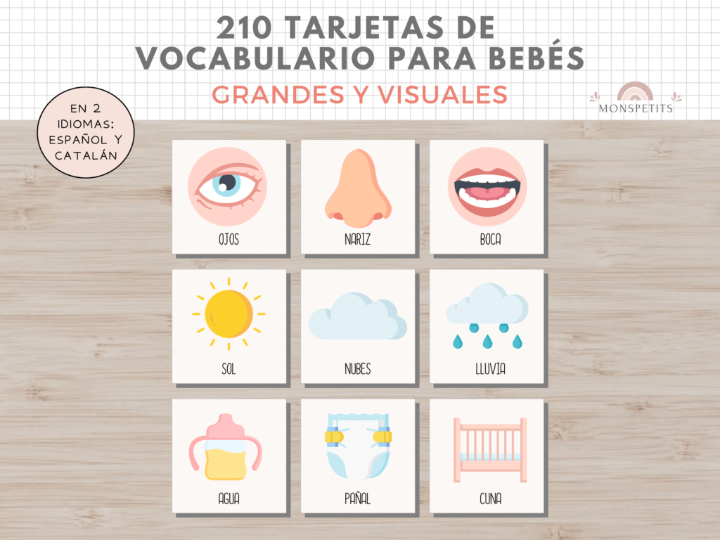 210 Flashcards de Aprendizaje y Vocabulario para Bebes ESP by monspetits Etsy