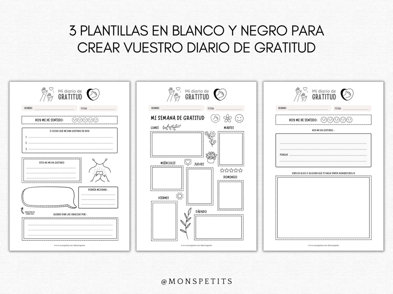 Diario de Gratitud Imprimible para Niños/as – MonsPetits