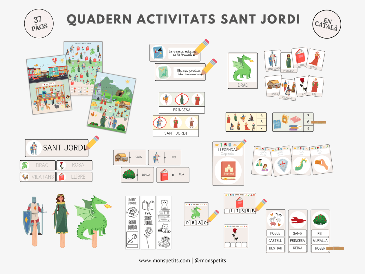 Cuaderno imprimible para trabajar Sant Jordi en educación infantil ...