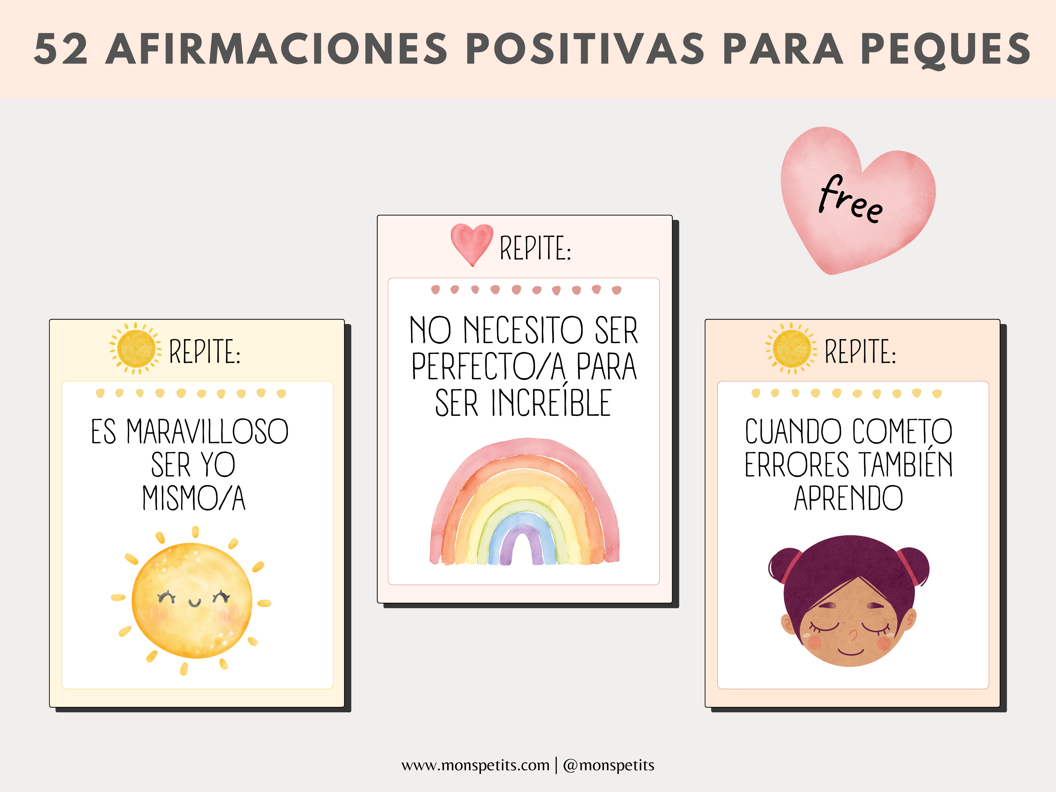 Afirmaciones positivas para peques: 52 tarjetas imprimibles para potenciar la autoestima (+ PDF gratis)