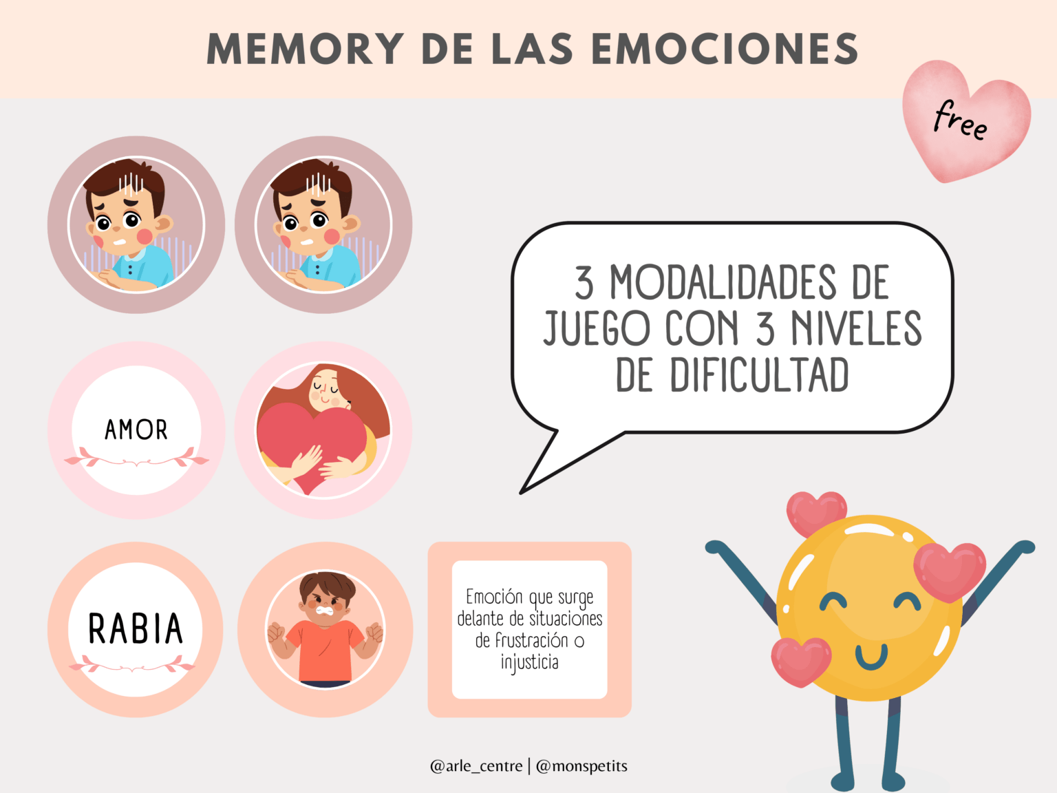 Memory de las emociones para niños y niñas (+ PDF gratis) – MonsPetits