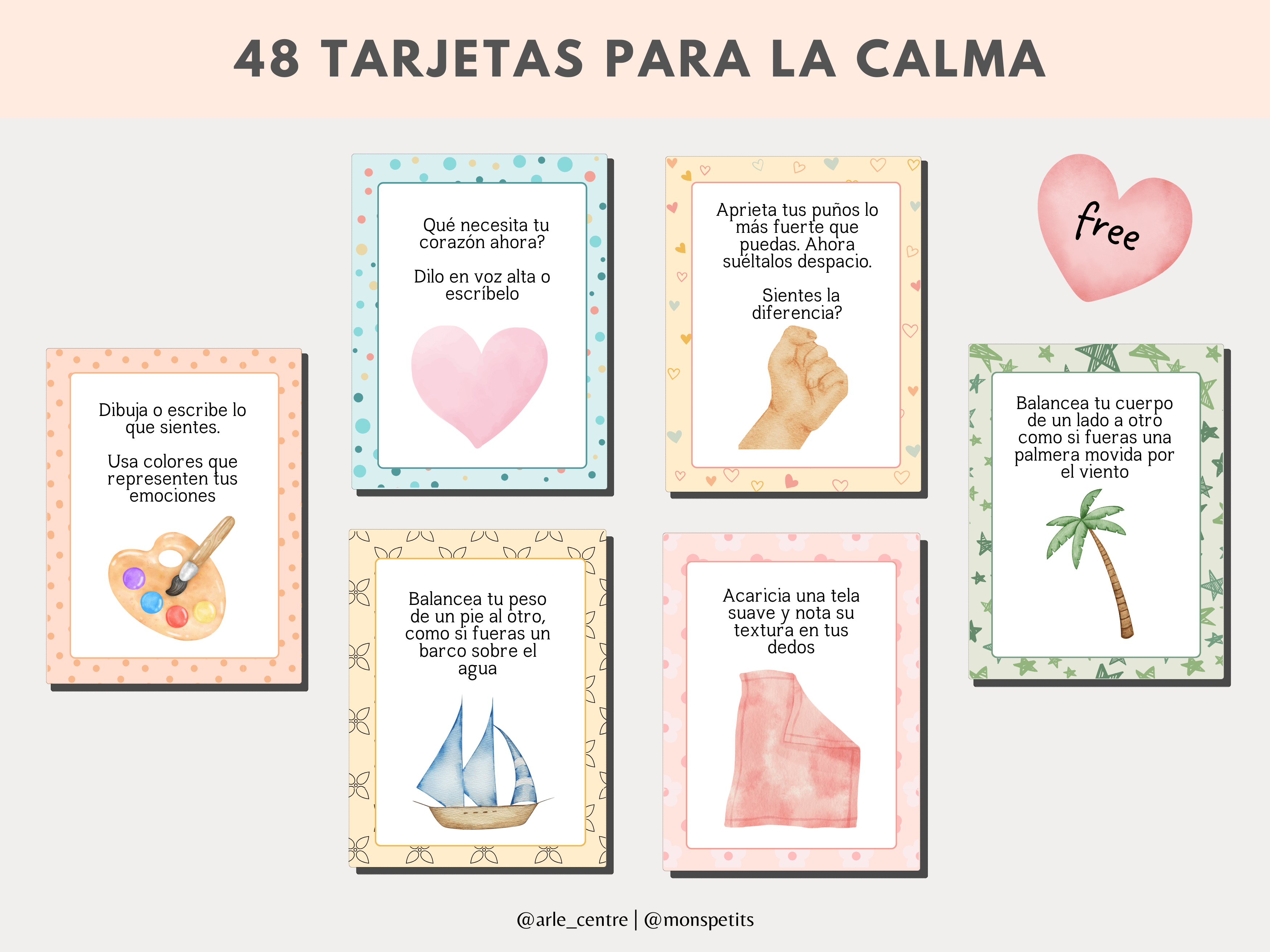 Tarjetas para la calma para niños y niñas (+ PDF gratis)